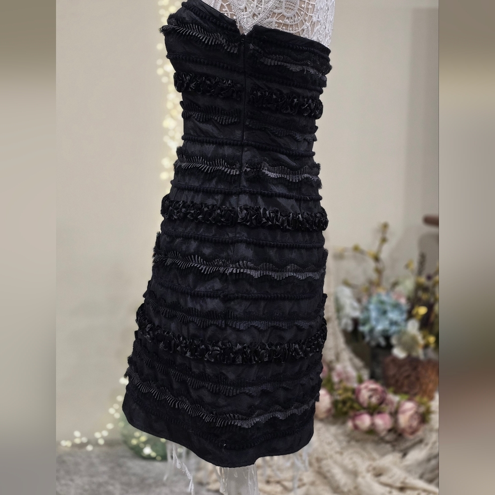 LAUNDRY By Shelli Segal Textured Ruffle Cocktail Mini Dress Sz 6 - Picture 7 of 12